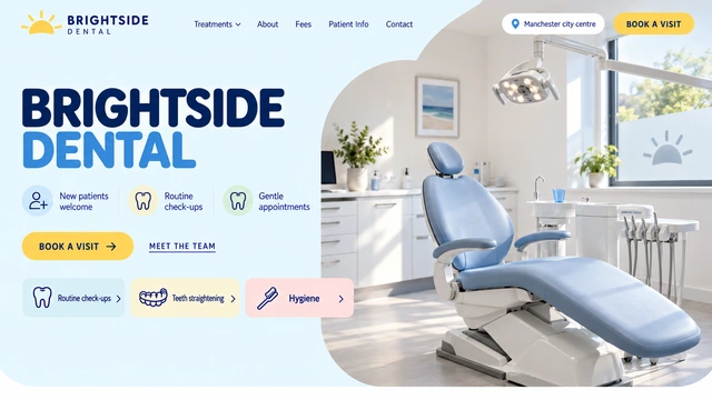 Modern dental care — Friendly clarity / Booking-led website design