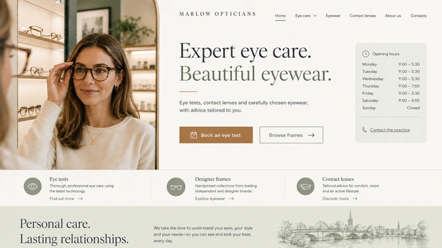 Independent eyecare — Soft neutrals / Personal care website design