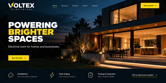 Electrical specialists — Strong contrast / Service-led website design