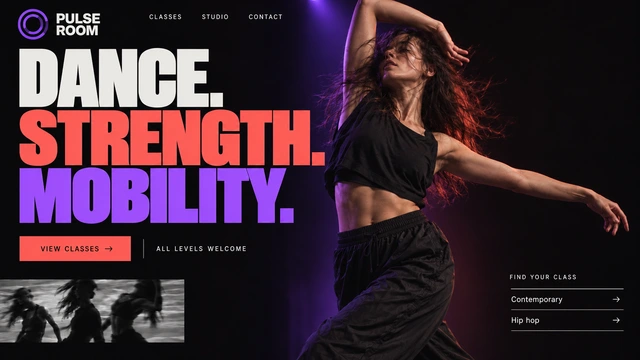 Dance & movement — Expressive type / Movement website design
