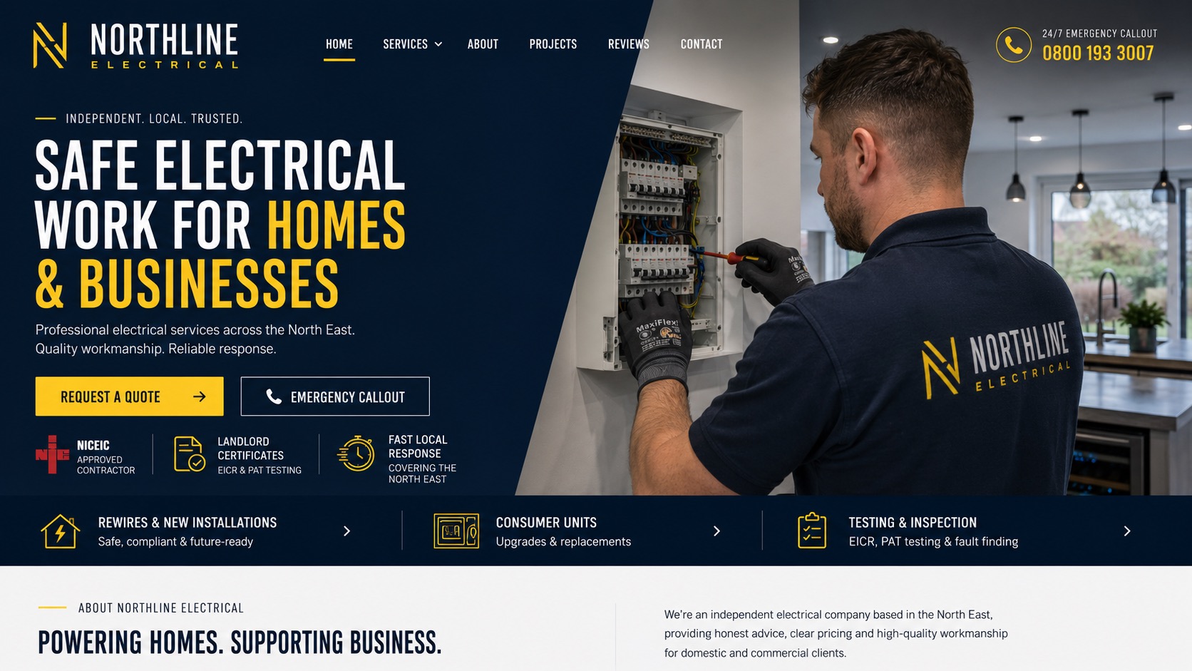 Northline Electrical &mdash; Electrical Services concept website
