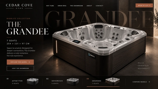 Cedar Cove Spas website design — Hot tubs & swim spas