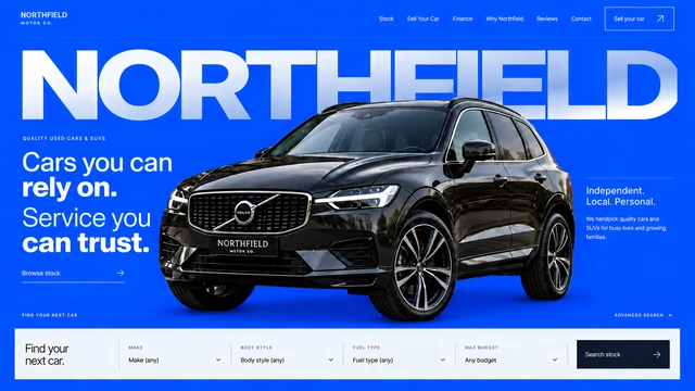 Northfield Motor Co. — Electric blue / Vehicle-led website design