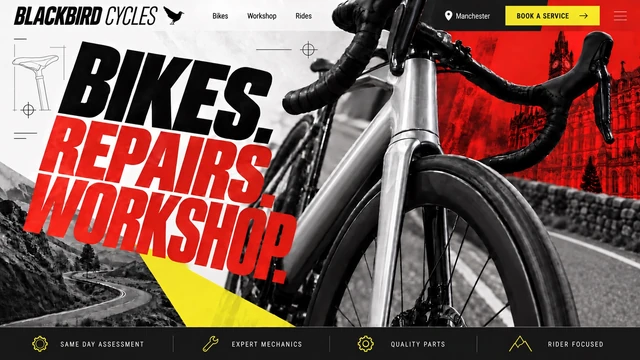 Cycling & performance — Oversized type / High contrast website design
