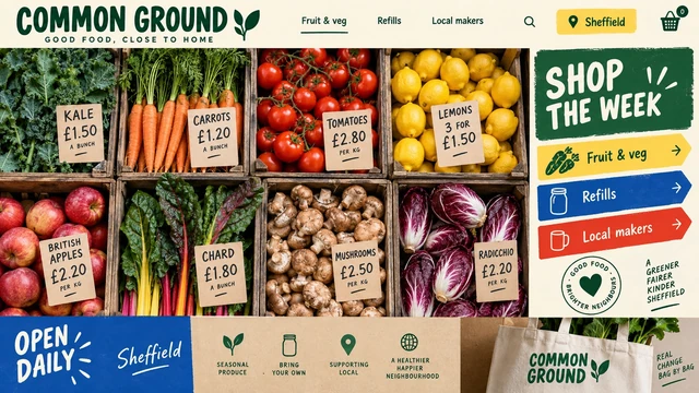 Fresh food & refills — Market character / Product-led website design