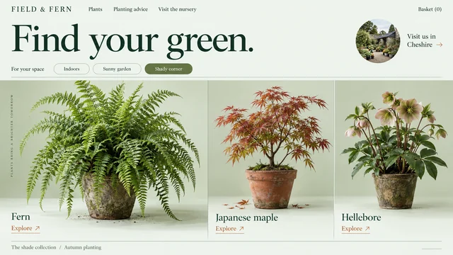 Plants & garden living — Botanical photography / Open space website design