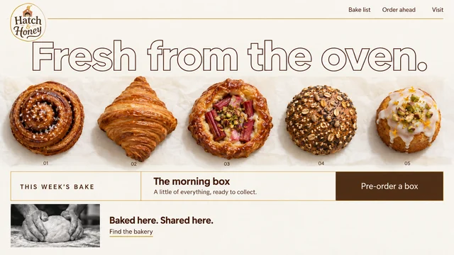 Bakery & pre-orders — Warm neutrals / Product-led website design
