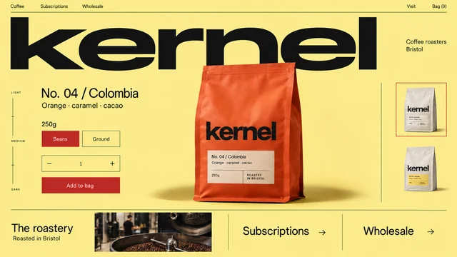 Coffee & subscriptions — Confident type / Shop-led website design