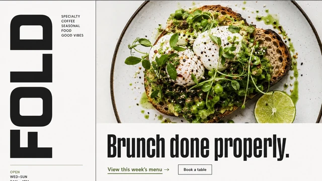 Modern brunch café — Editorial type / Food-first website design