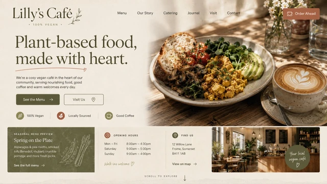 Neighbourhood café — Earthy colour / Welcoming photography website design