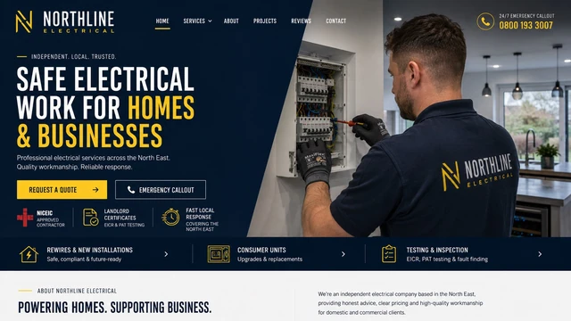 Local electrical services — Visible expertise / Practical structure website design
