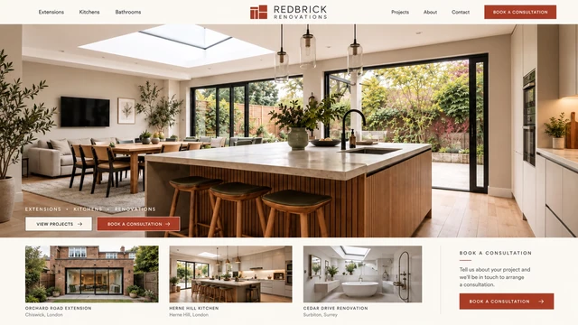Premium renovations — Generous photography / Refined detail website design